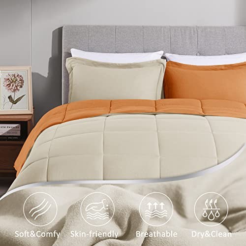 2PCS Size Comforter Sets - Ultra Soft Washed Microfiber Twin Caramel/Beige