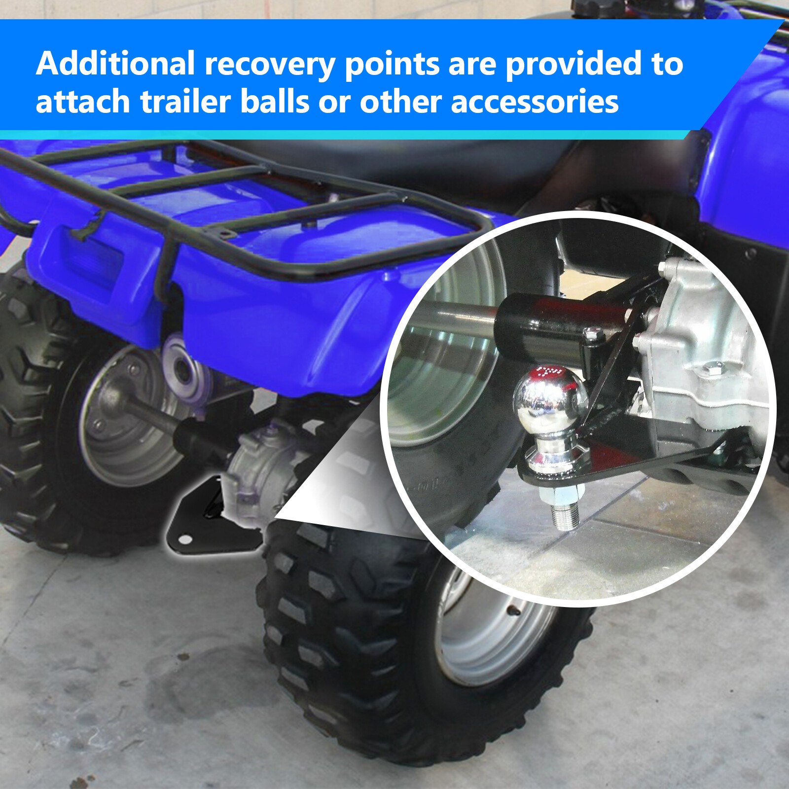 For Honda 250 Recon TRX ATV Ball Hitch 97-18 Powder Coated Finish With Hardware