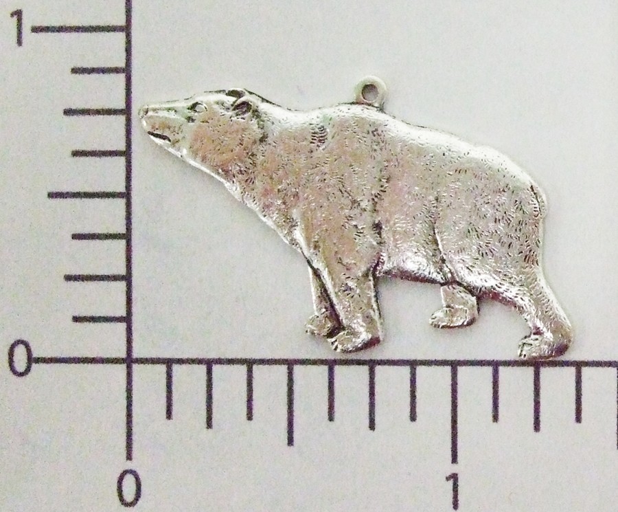 43604         Matte Silver Oxidized Grizzly Bear Charm Jewelry Finding