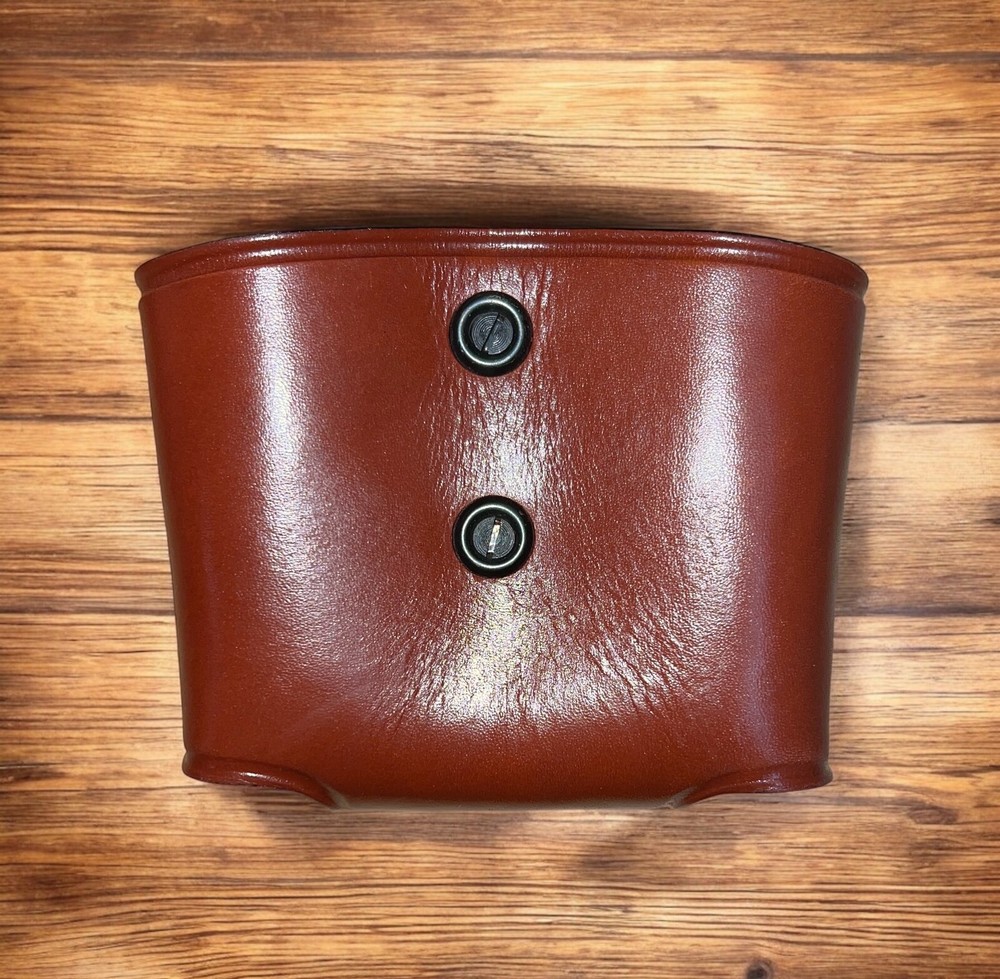 Brown Leather Magazine & Flashlight Pouch for 9/40/45 Single Stack 1911
