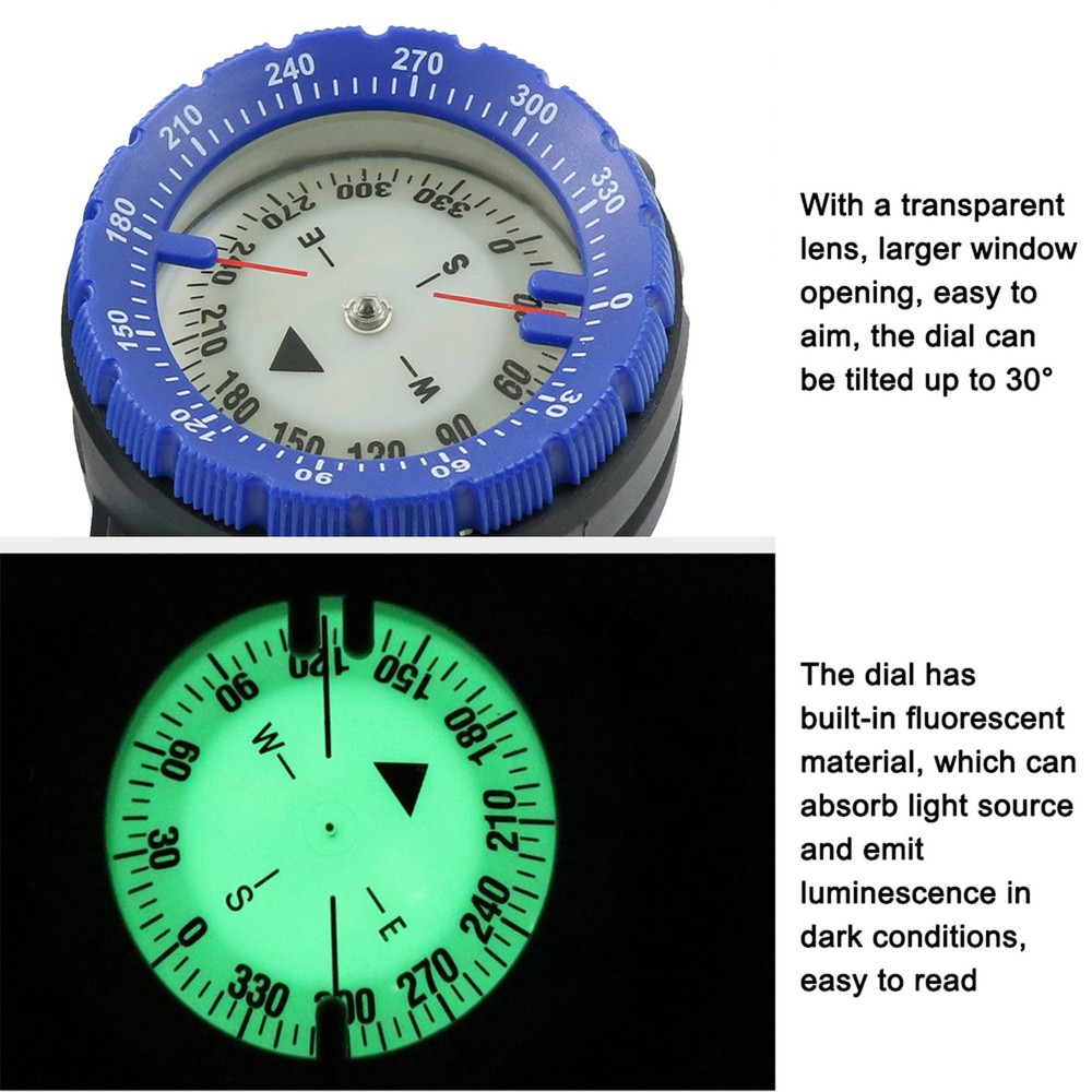 50M Underwater Diving Compass Luminous Dive Wrist Compass Waterproof Navigation