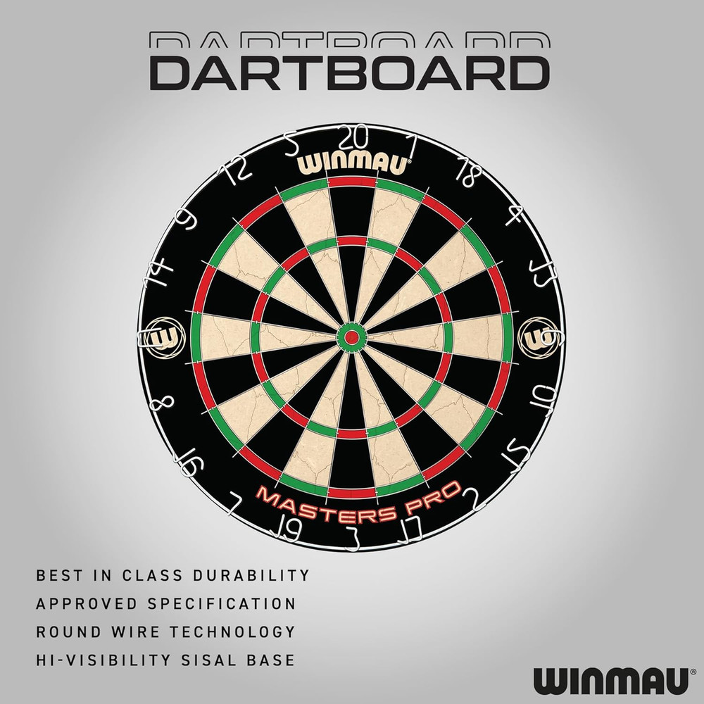 Darts - Masters Pro Premium Bristle Dartboard Set - Includes Dart Board, Darts,