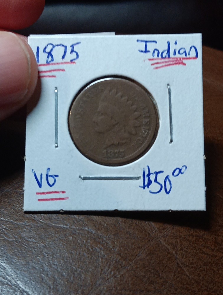 👉1875  Indian Head Penny   Vg  I/149