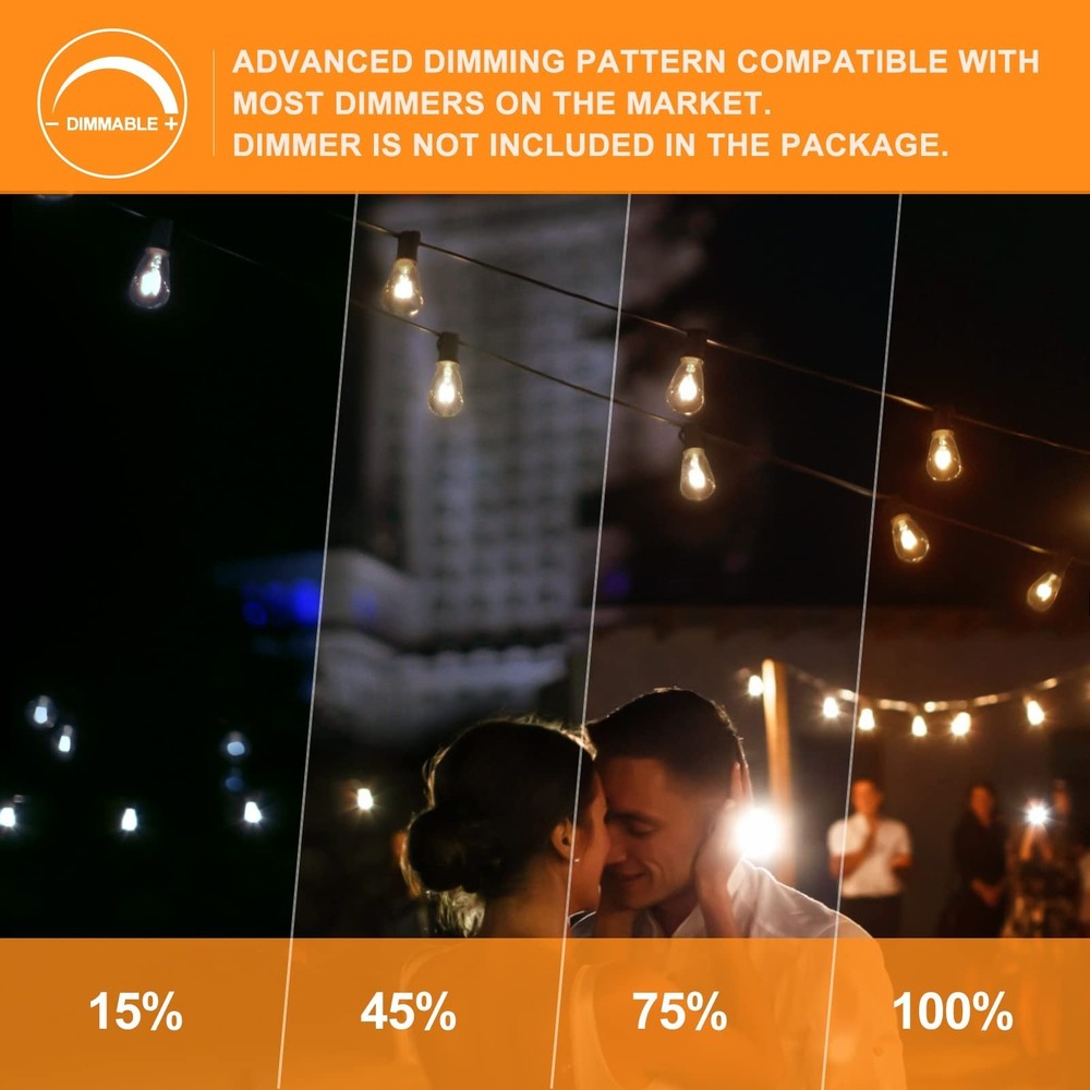 Achin 100FT Outdoor String Lights LED Dimmable Patio Lights String Waterproof...