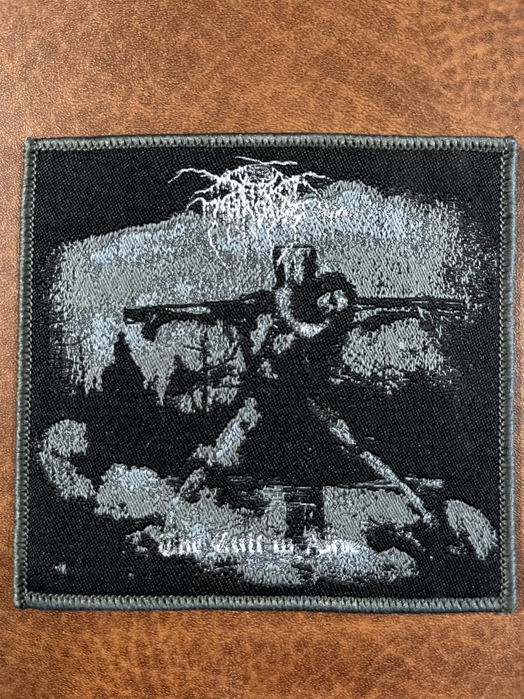 DARK THRONE, SEW ON GRAY BORDER WOVEN PATCH