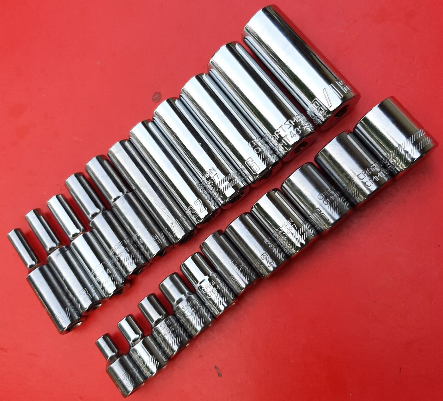 NEW CRAFTSMAN TOOLS 21 Piece 1/4" Drive Deep & Shallow SAE 6 Point Socket Set