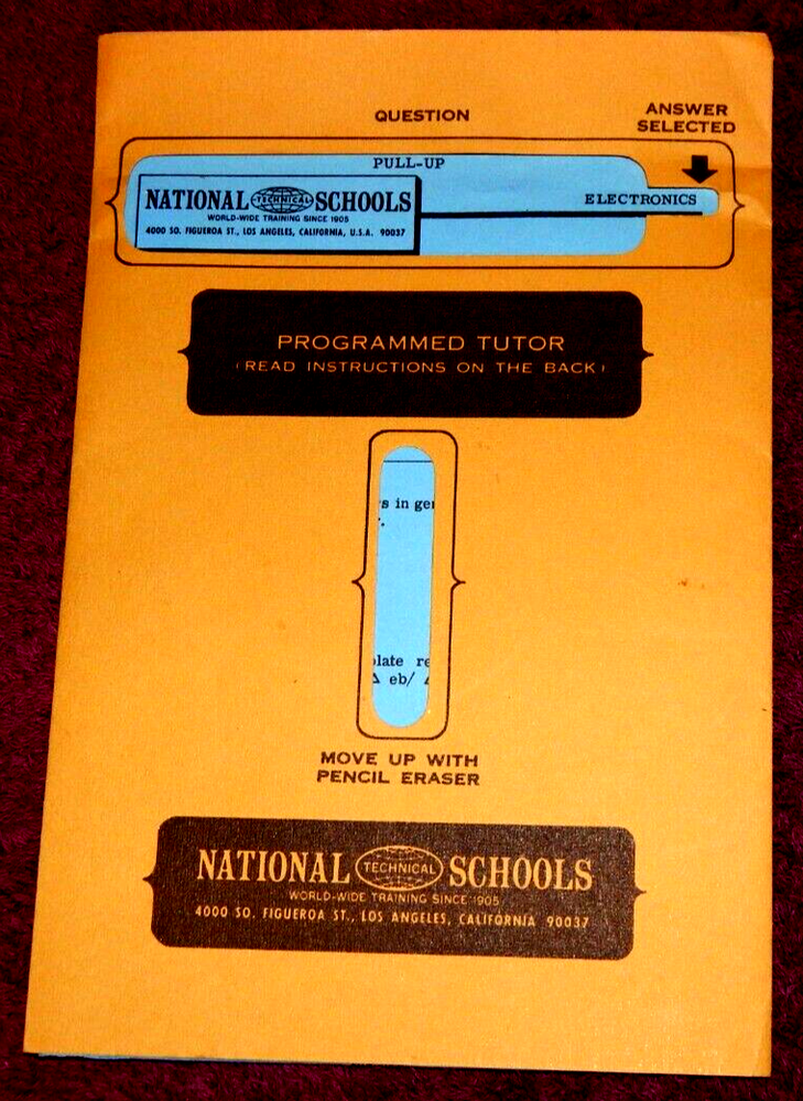 Vtg National Technical Schools Programmed Tutor Electronics Examination No PT-3