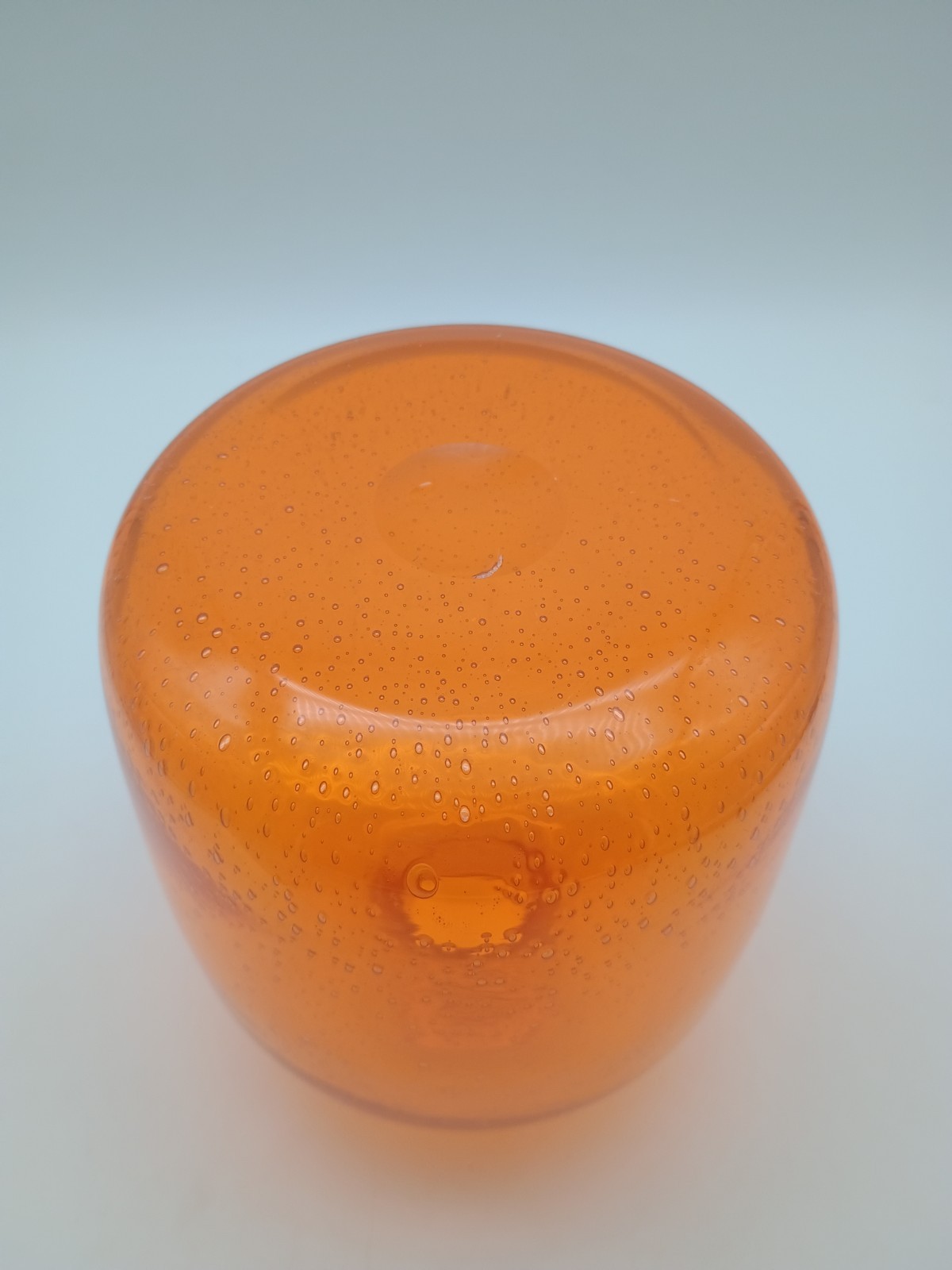 Beautiful Hand blown Art Glass Orange Tangerine Vase with Bubble's 7"H 5"W