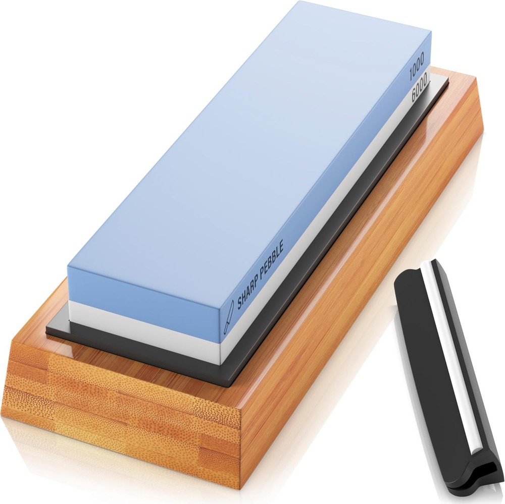 Sharp Pebble Premium Whetstone Knife Sharpening Stone 2 Small, Blue/White