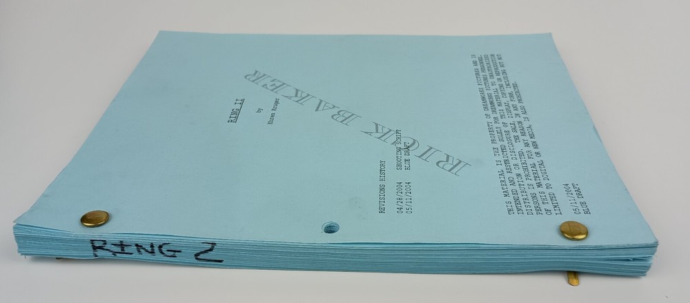 The Ring II Original Script - Rick Baker's Copy