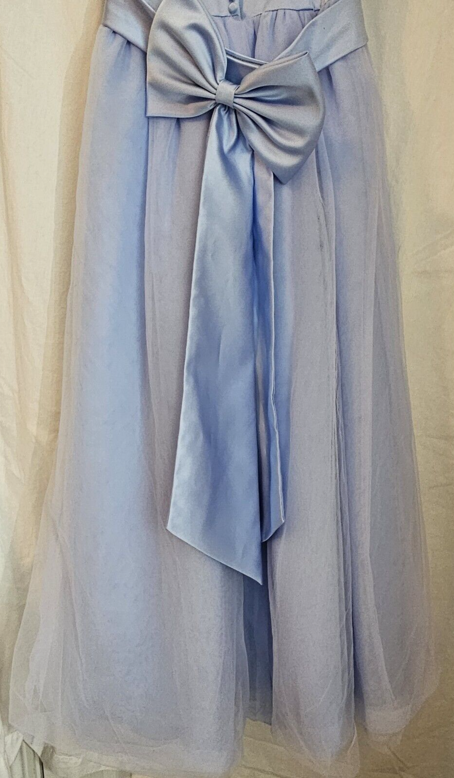 David’s Bridal Flower Girl Formal Dress Light Blue with Bow Youth Size 10 NEW