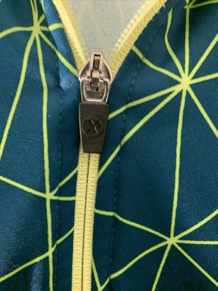 Xersion Boys Full Zip Jacket Spider Web Pattern Size L 14/16 Blue Green