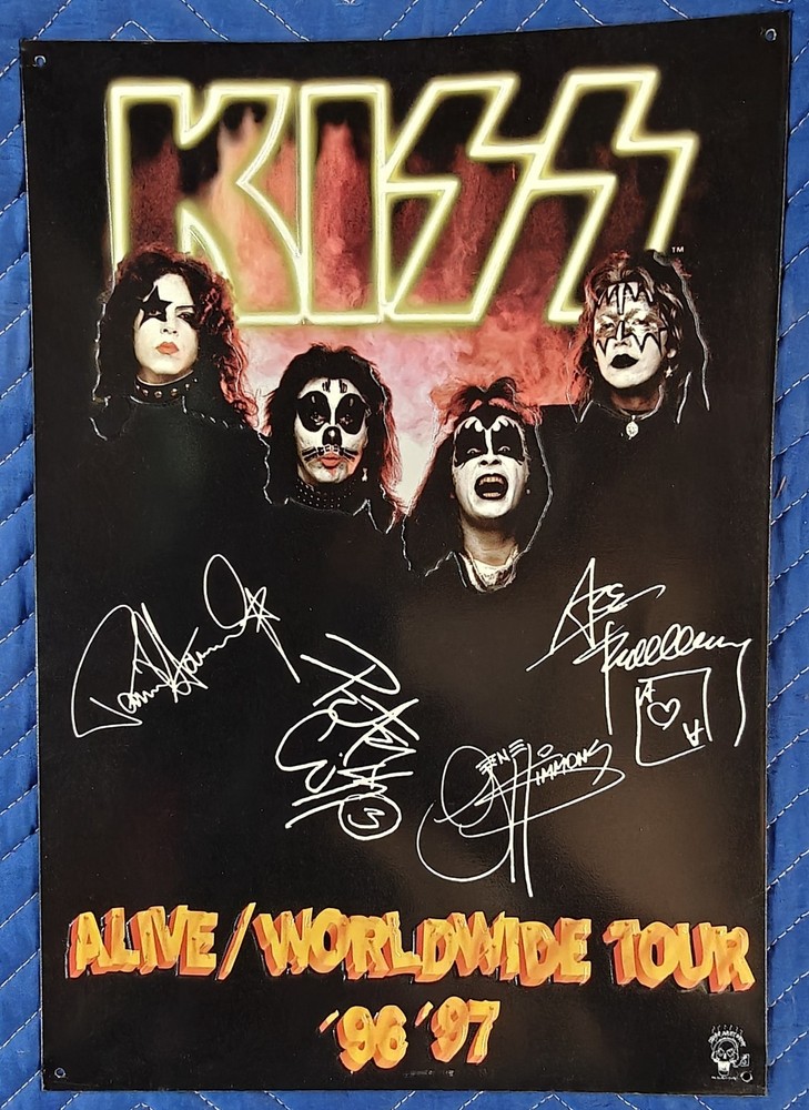 Kiss Alive/Worldwide Tour Tin Sign 12 x 17 1996-97 Embossed Band Signed Poster