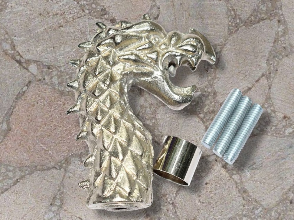 Handmade Vintage Antique Walking Cane Handle Dragon Silver Handle