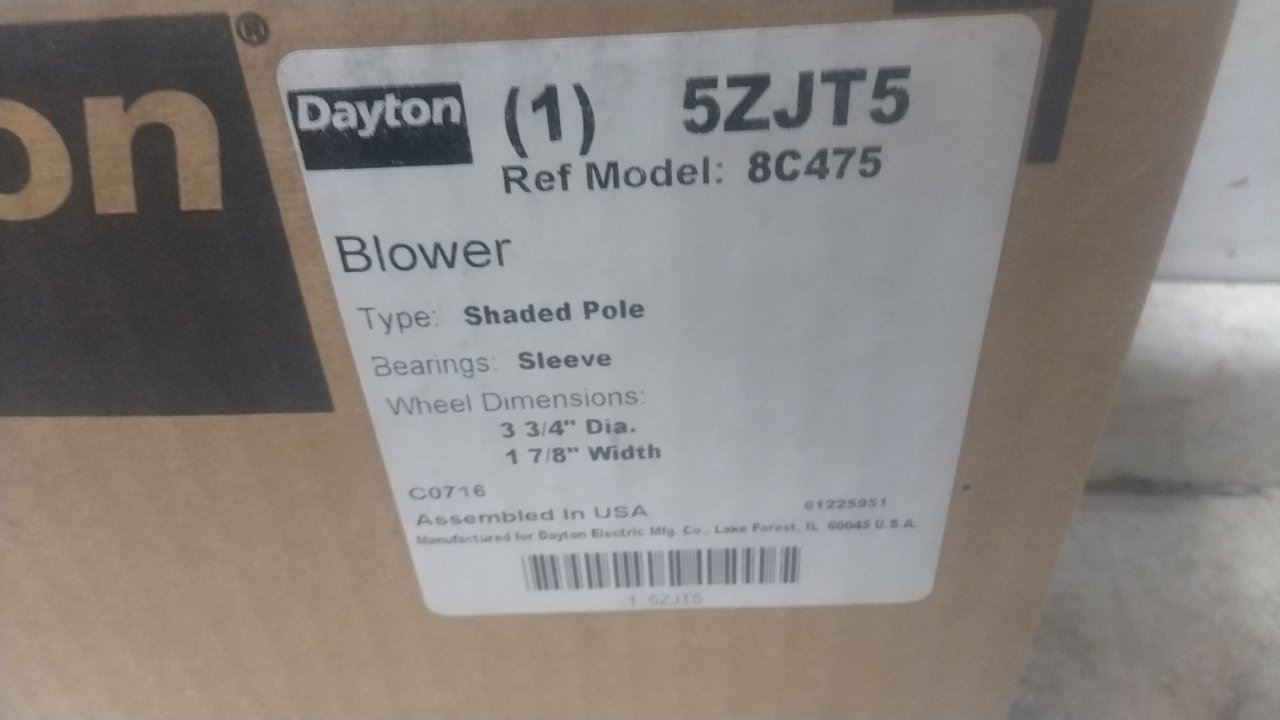 Dayton 70218639X 1/70 HP 2870 RPM 115V Blower Assembly (BW)
