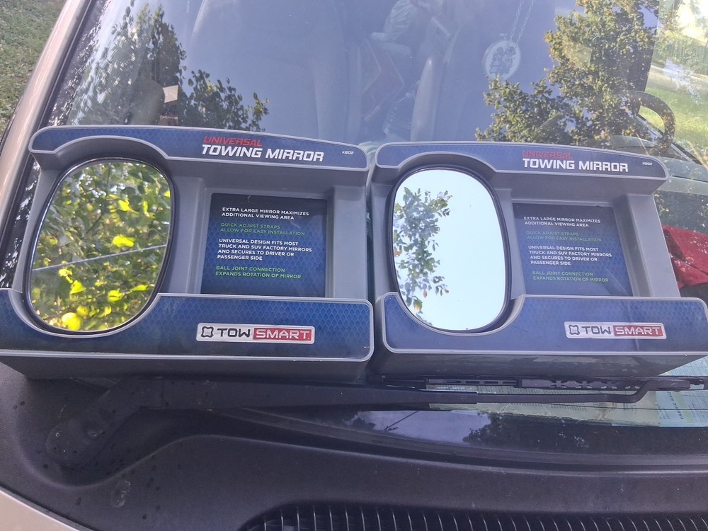 2- Pack Universal Towing Mirrors Tow Smart Extra Large Mirror Adjustable Straps