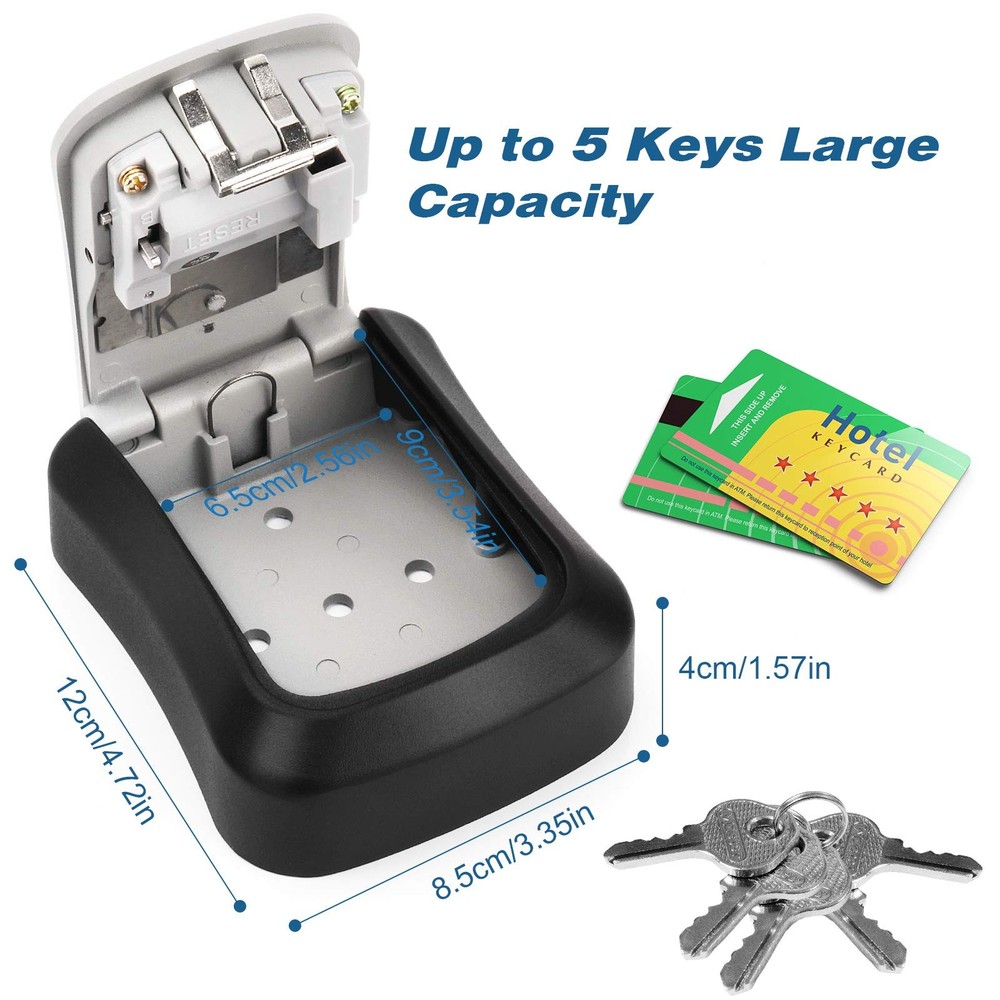 Key Lock Box, Combination Lock Box Wall Mounted Waterproof Key Storage Lock B...