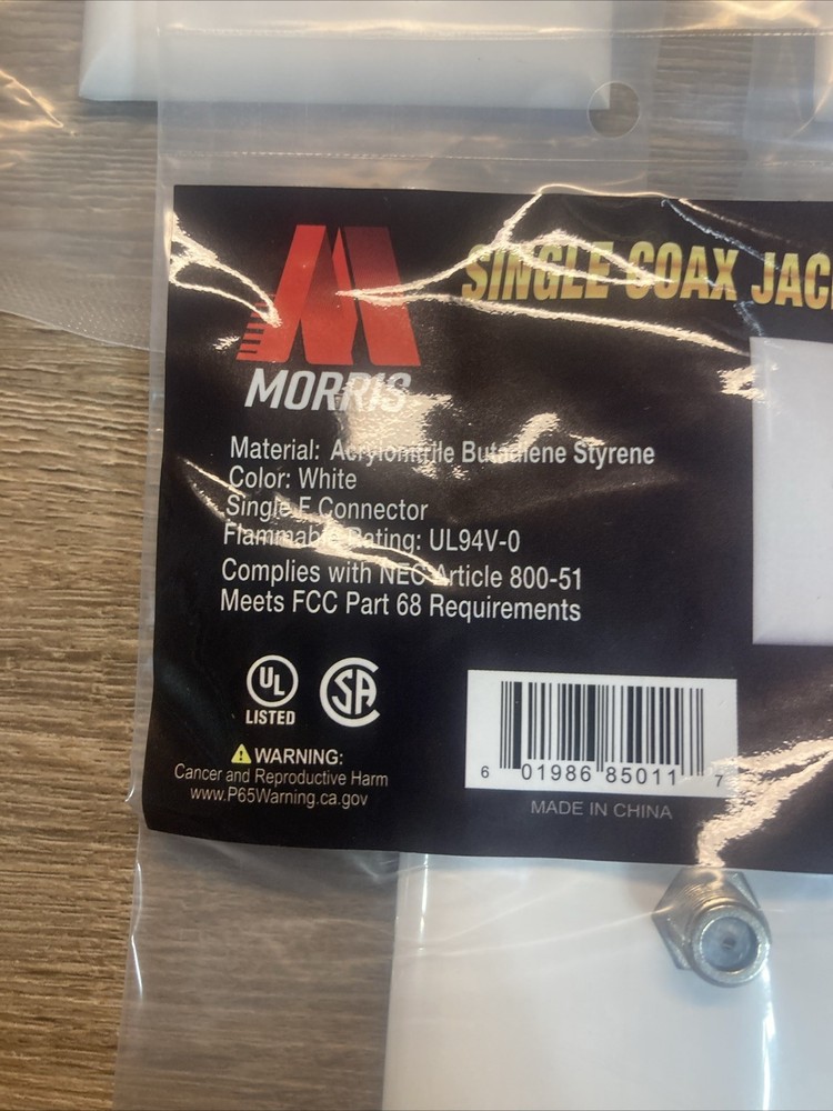 5 Pack Morris Single Coax Jack Plate White 85011