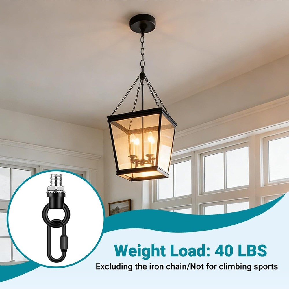 2 Pack Chandelier Chain Extension Hook Eye Nut Ceiling Light Hanging Loop Black