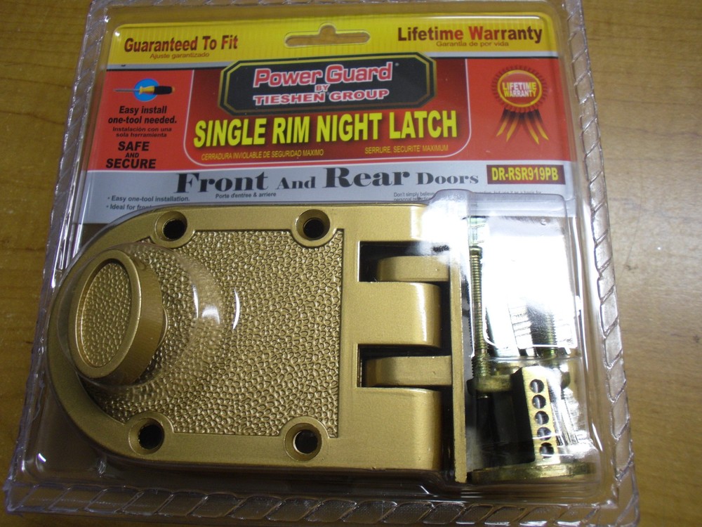 Solid Brass Heavy Duty Lockset Front & Rear Door Single Rim Night Latch Pad Lock