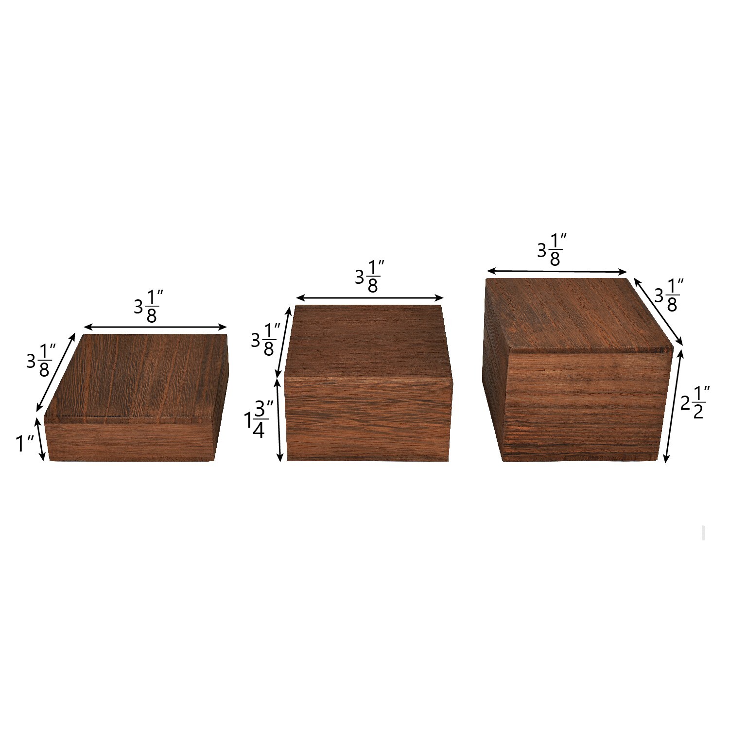 Wooden 3 Pcs Square Risers for Display, Brown Color