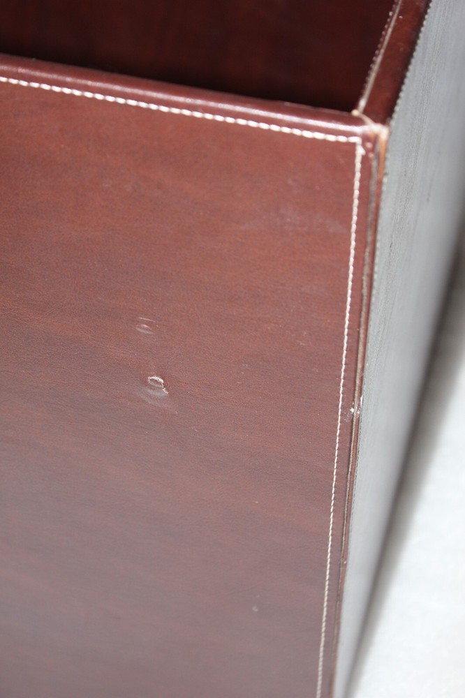 Decorative Brown Leather Storage Box/Cube 14"x14"x14" Preowned