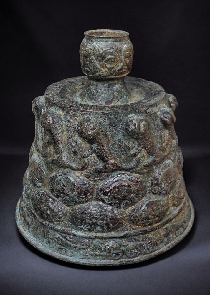 Islamic Mamluk Candlestick Base, Embossed and Engraved Bronze, Middle Eastern