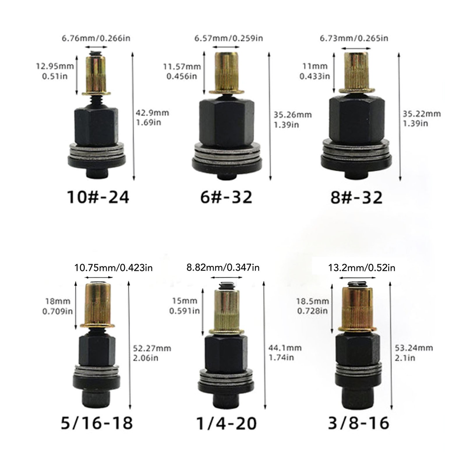 6-Piece SAE & Metric Rivet Nut Tool Set Manual Rivet Nut