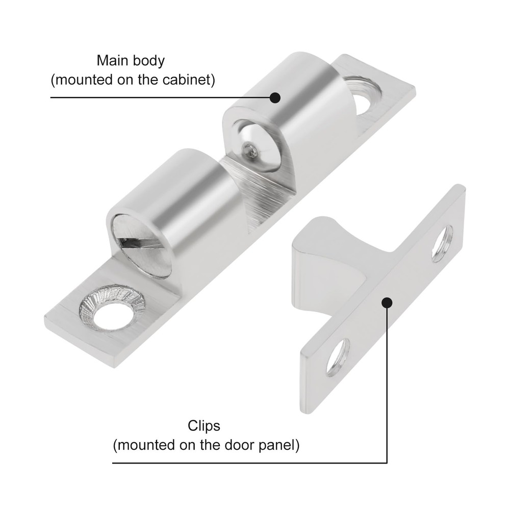 12 PCS 48mm Silver Solid Brass Double Ball Tension Roller Catch Latch