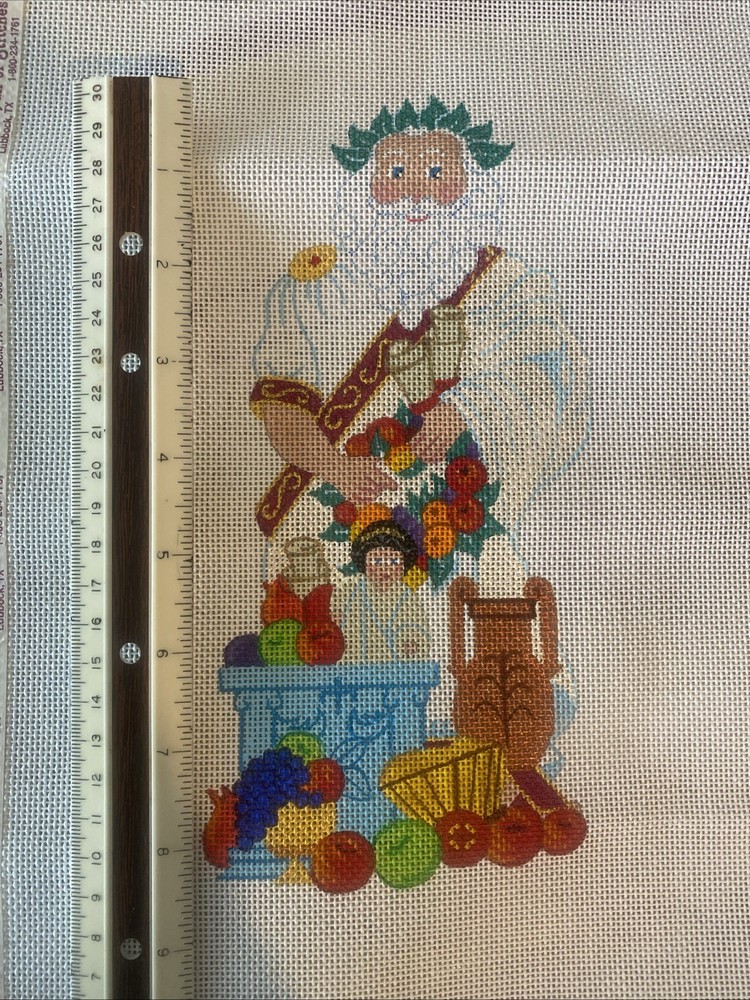 Christopher Radko Design Needlepoint Canvas 18 Mesh Hand Painted Includes Floss