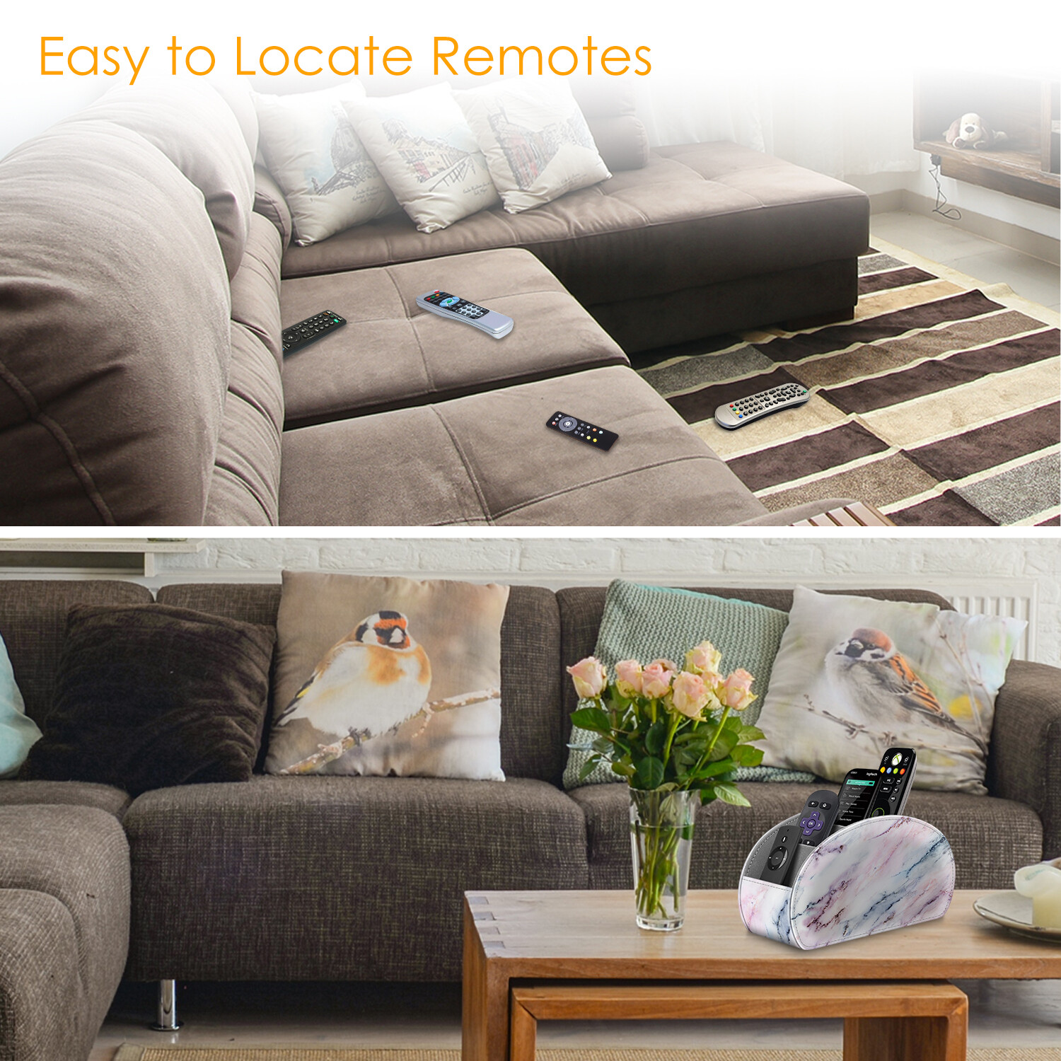 [5 Compartments] Remote Control Holder TV Remote Caddy Desktop Organizer