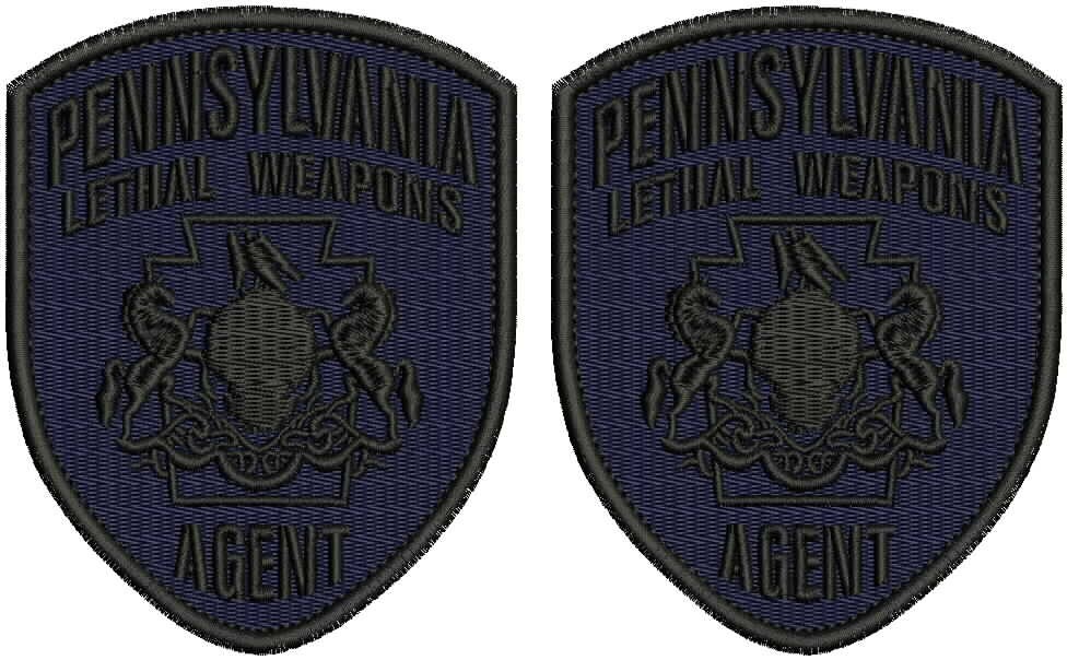 PENNSYLVANIA LETHAL WEAPONS AGENT 2 EMB SHOULDER 4.5X3.75 HOOK ON BACK BLACK