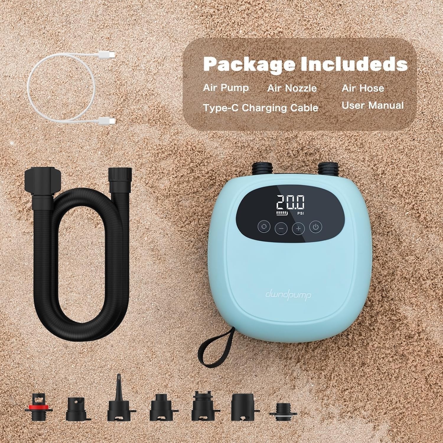 Electric Paddle Board Pump, Rechargeable 20PSI SUP Pump, Dual-Stage