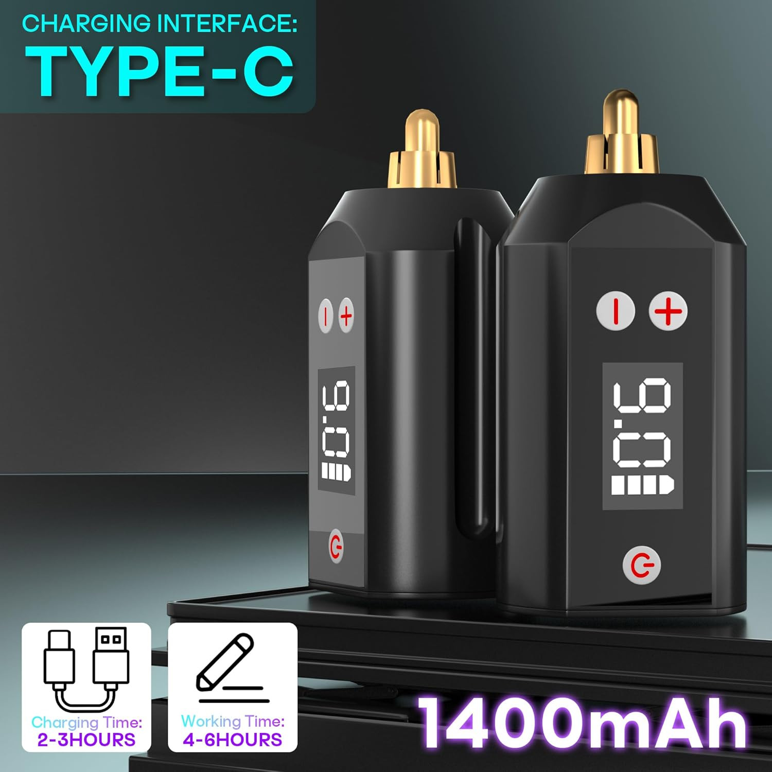 Tattoo Pen Kit Wireless with 2Pcs 1500Mah Batteries 11Pcs Inks 20Pcs Finger Ledg