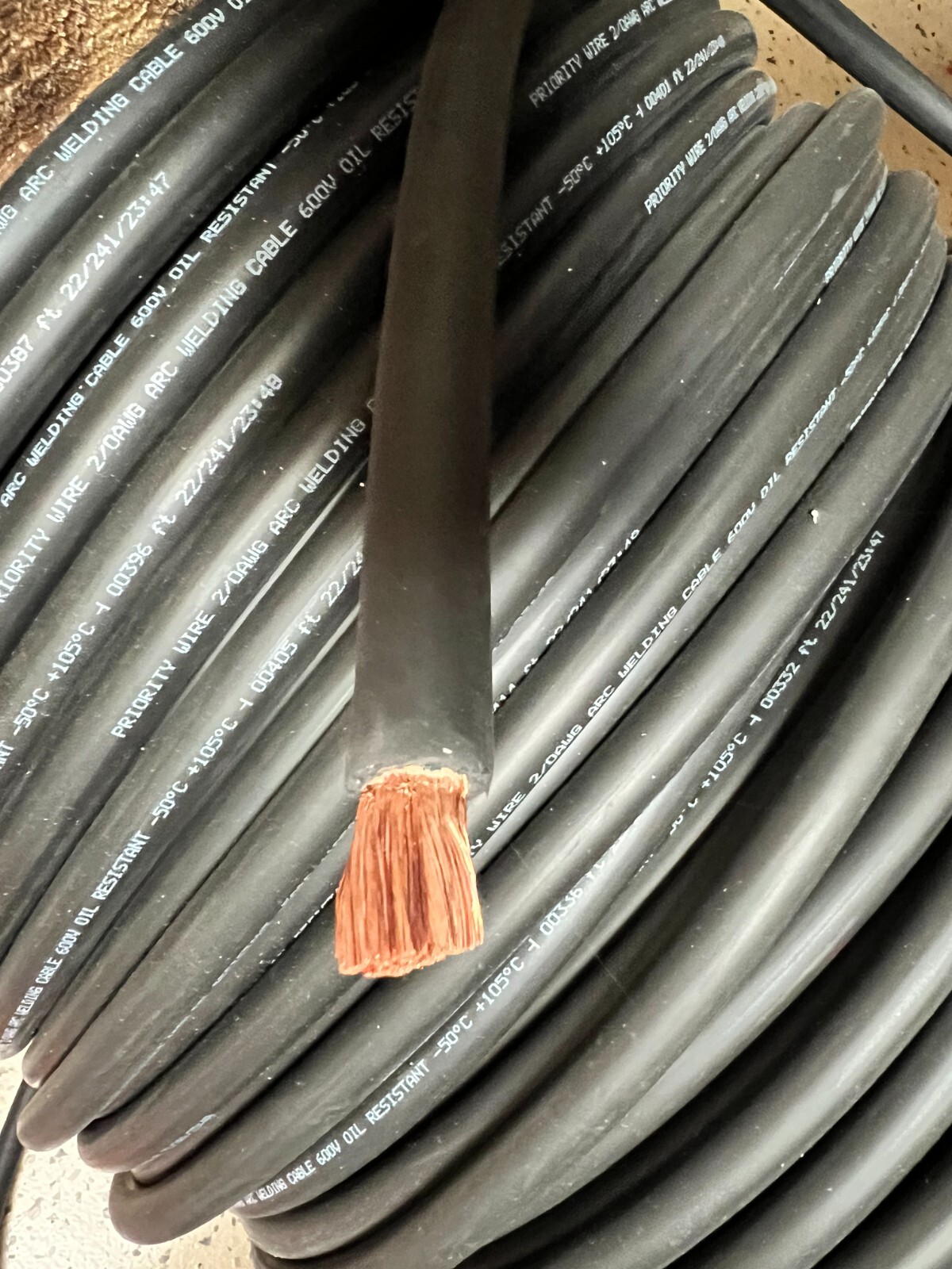 Flexible Battery / Welding Cable 2/0 AWG Solar optional Black and/or Red