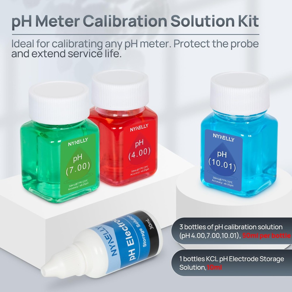 pH Meter Calibration Solution Kit, 3 Bottles 50ml pH Calibration Solution (pH...