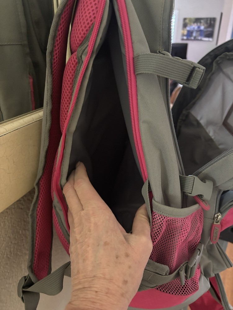 Large softball backpack 2 bats Backpack bag. Excellent Condition. Grey-pink.
