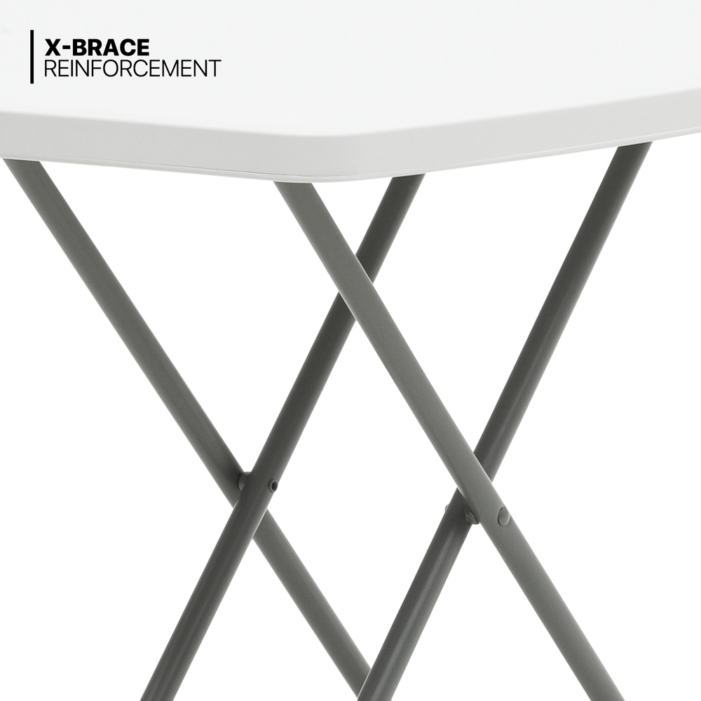 White Folding TV Tray Portable Adjustable Height Sofa Bed Side Table Dinner Desk