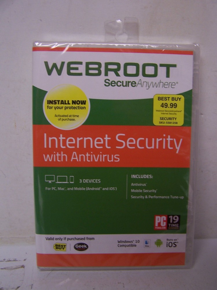 WEBROOT ANYWHERE INTERNET SECURITY ANTIVIRUS PC MAC & MOBILE ANDROID iOS SEALED