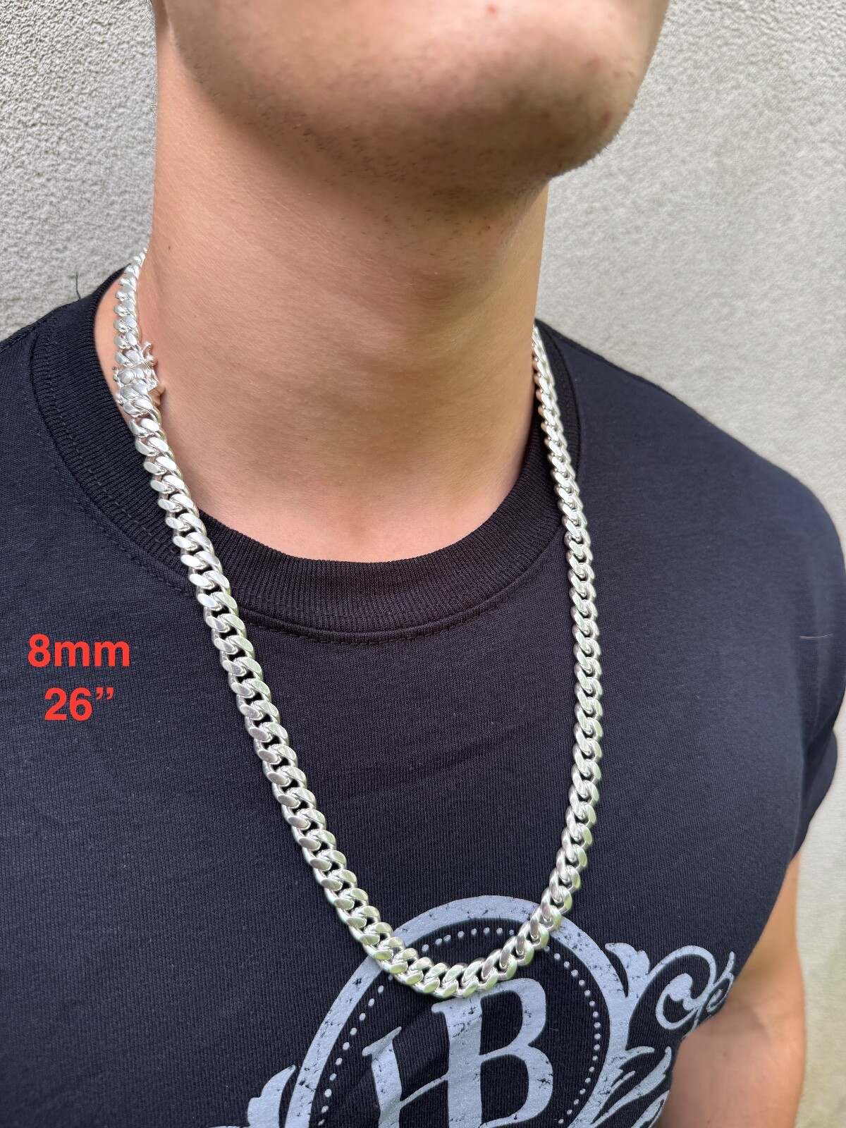 Real Miami Cuban Link Chain Or Bracelet Solid 925 Sterling Silver Box Lock ITALY