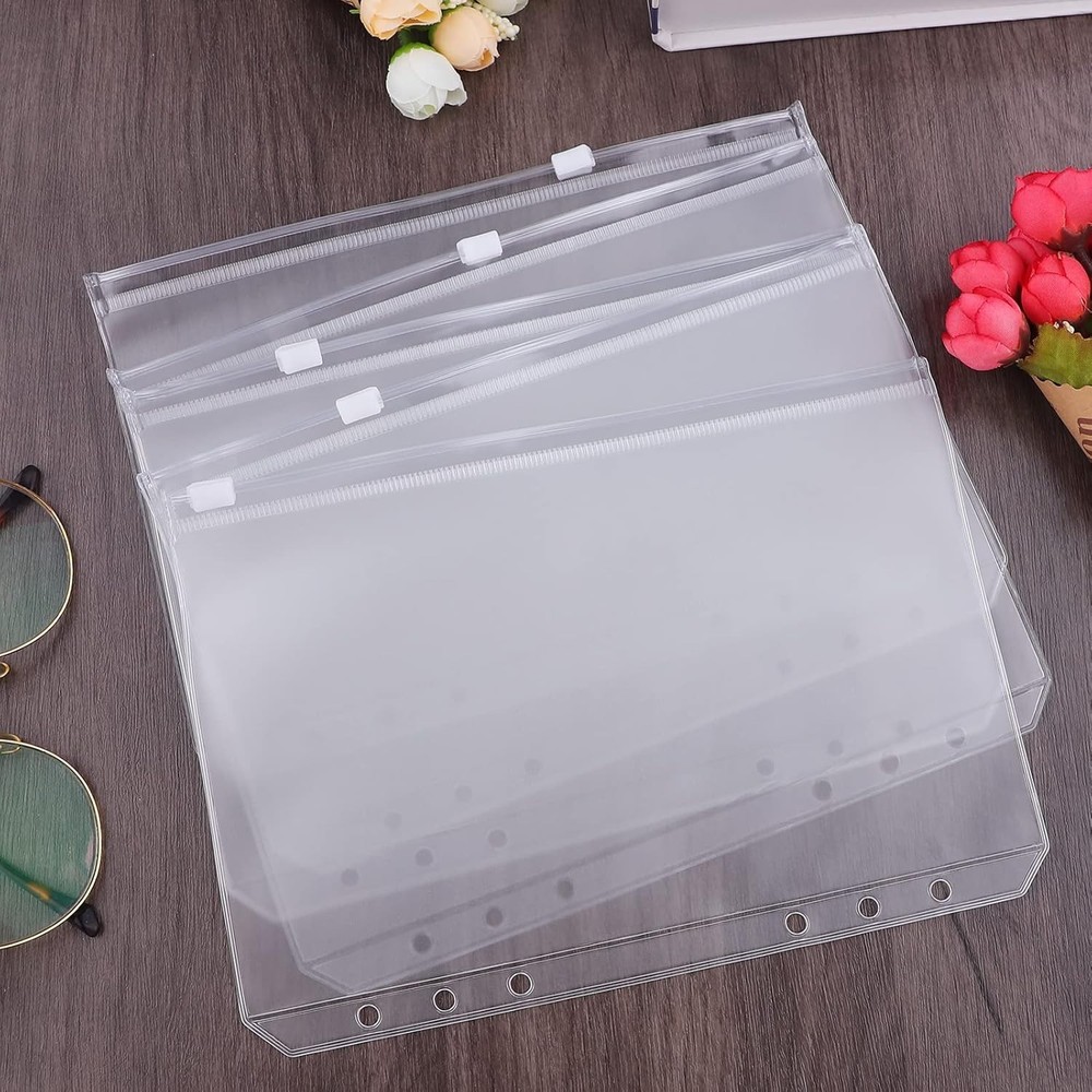 A5 Size 12PCS Clear Zipper Binder Envelopes - Effortless Document Organization