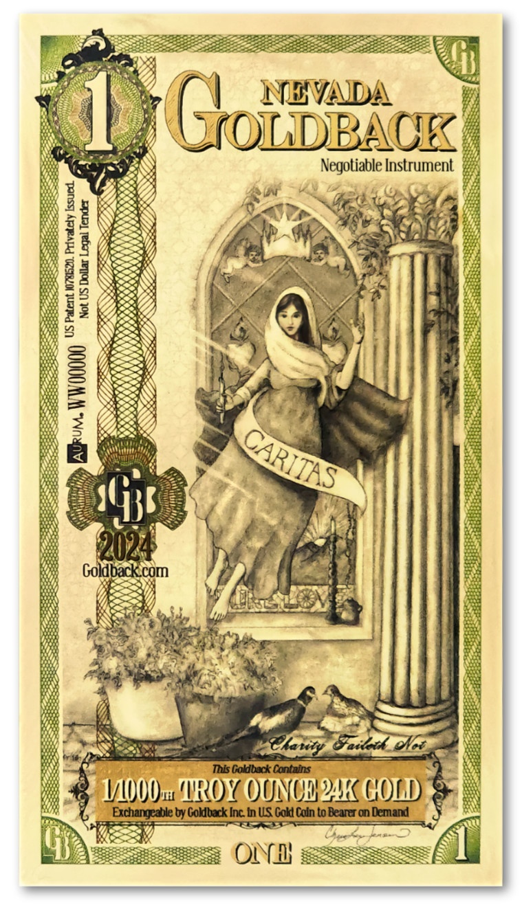Nevada 1 Goldbacks Gold Polymer Notes 1/1000th Troy Oz 24KT .9999 Goldback Unc