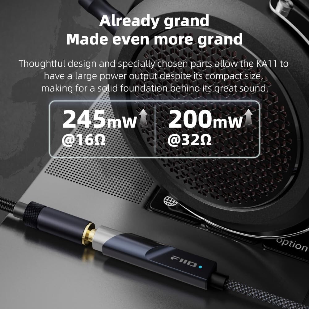 FiiO KA11 Lightning to 3.5mm Audio Adapter 32bit/384KHz USBDAC Amp (Black, LT)