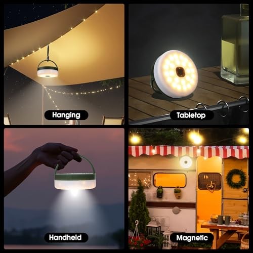 2-Pack Camping String Lights with Remote Control, 4 in 1 Portable 2 Pack