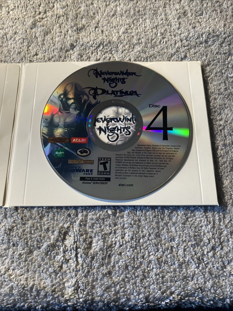 Neverwinter Nights Platinum 2004 PC DVD-ROM Video Game ATARI No Box D41