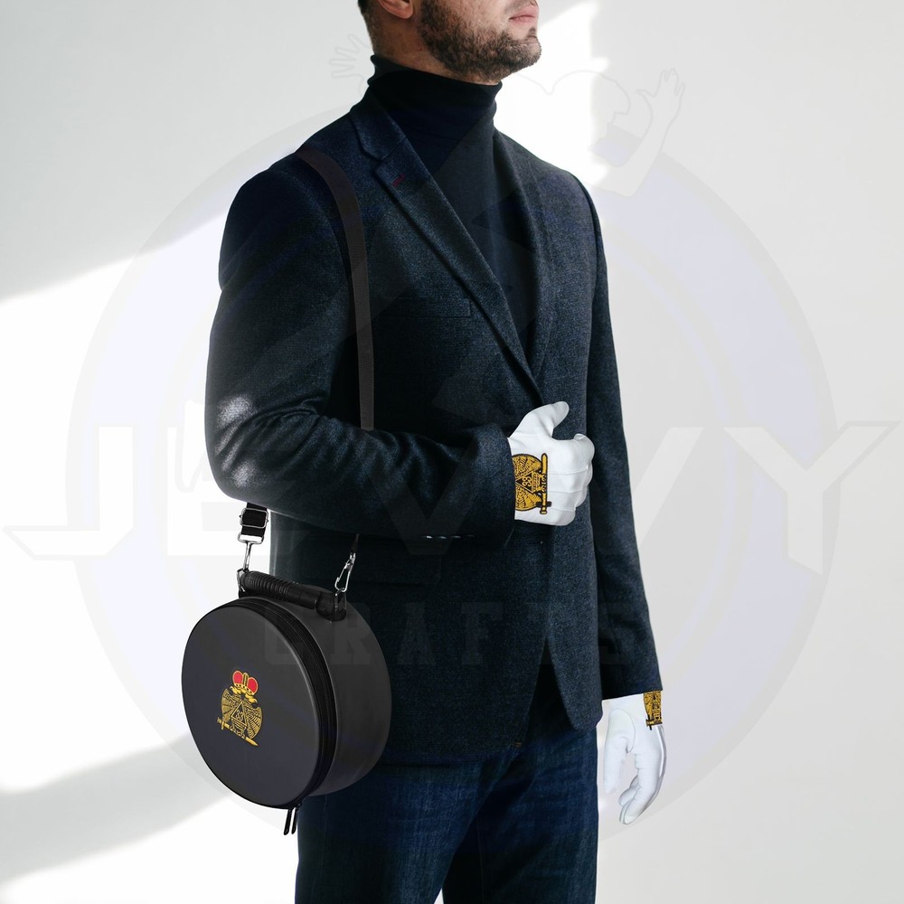 Masonic 33rd Degree Scottish Rite Crown Cap Case – Foldable Hat Carrying / Strap