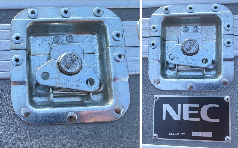 NEC Secure Rugged Aluminum Projector Case with Retractable Handle & Wheels
