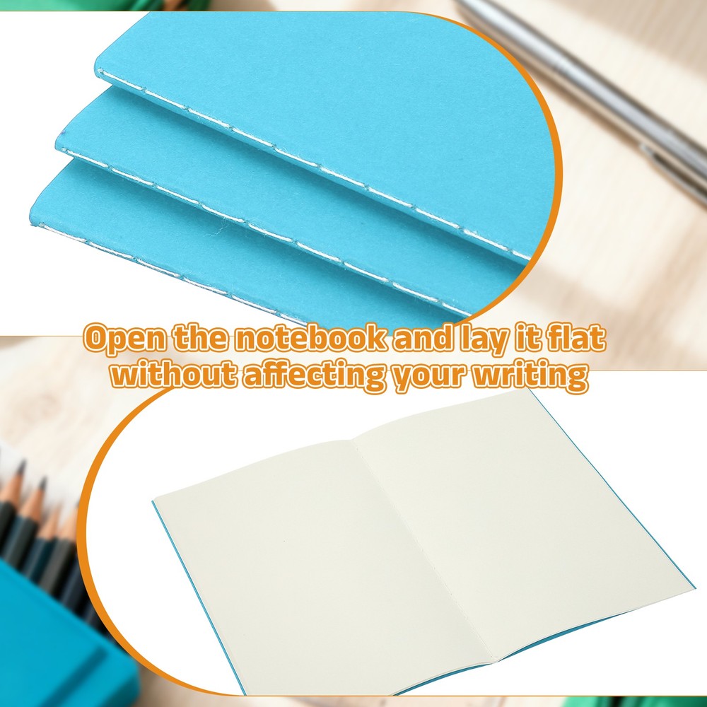 3 Pack A5 Notebook, A5 Journal Mini Notebook Pocket Unlined,Blue