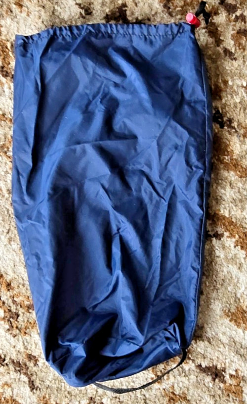 Stuff sack, nylon, waterproof fabric w/ flap and drawstring/toggle closure, blue