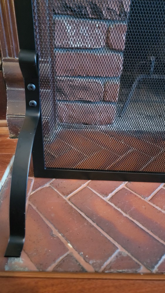 Fireplace Screen, SINGLE PANEL BLACK WROUGHT IRON SPARKGUARD - Medium 44x33